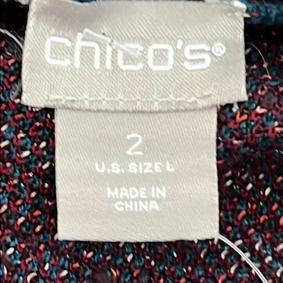 Chico’s Tapestry Regal Jacquard Open Front Cardigan Sweater LS Multi 2/L NWT - Picture 11 of 14